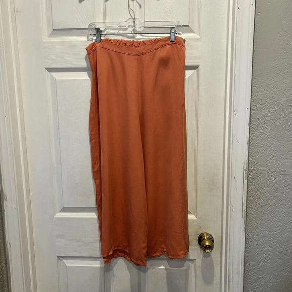 Bryn Walker Tencel Flood Pants Orange Copper Lagenlook Wide Leg Size Large‎ NWT - Picture 1 of 8